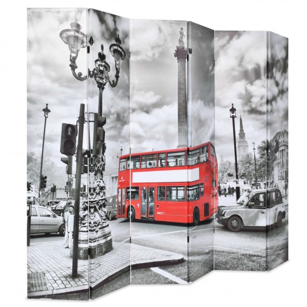 Biombo divisor plegable 228x170 cm bus Londres blanco y negro M 3