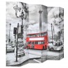Biombo divisor plegable 228x170 cm bus Londres blanco y negro 3