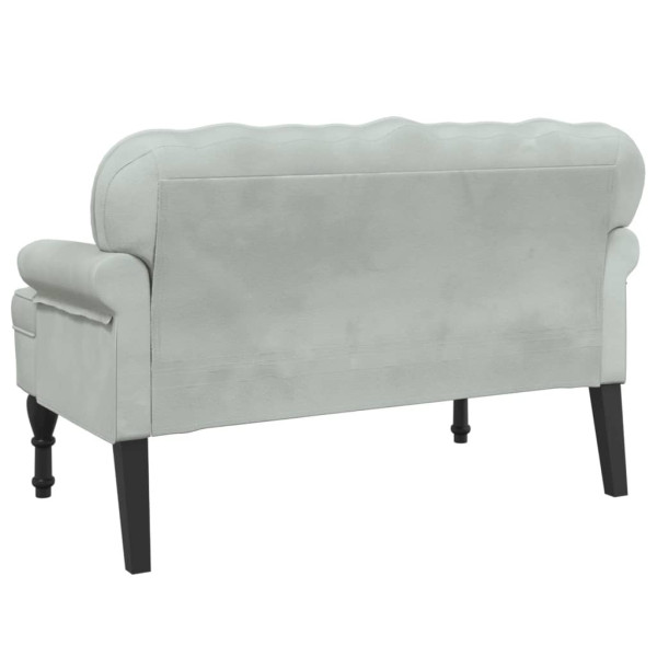 Banco con respaldo terciopelo gris claro 119.5x64.5x75 cm M 5