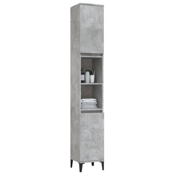Armario de baño madera contrachapada gris hormigón 30x30x190 cm M 5