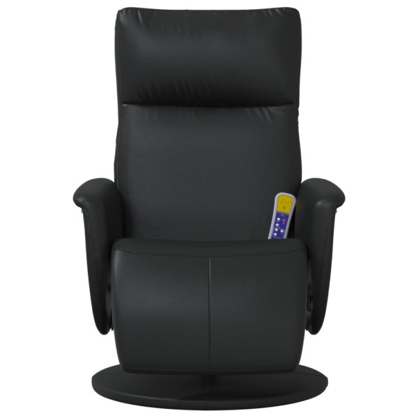 Sillón reclinable masaje con reposapiés cuero sintético negro M 3
