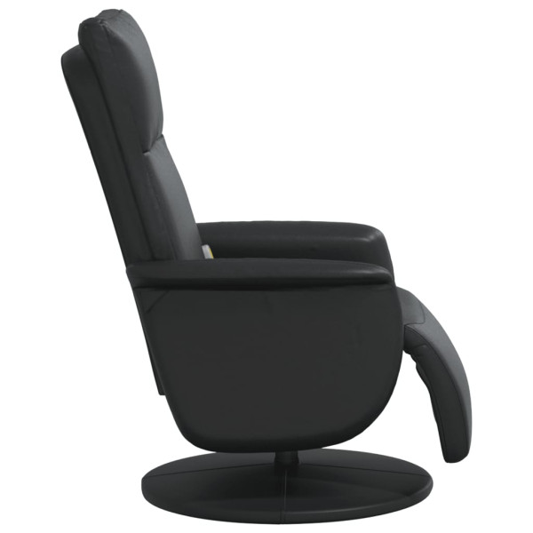 Sillón reclinable masaje con reposapiés cuero sintético negro M 4