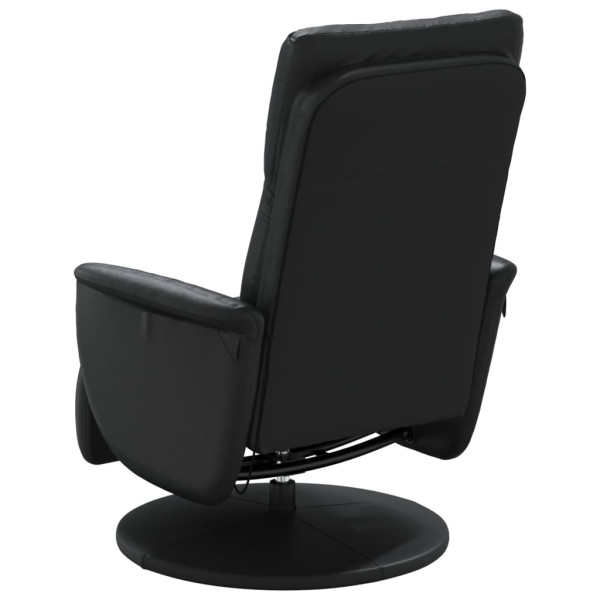 Sillón reclinable masaje con reposapiés cuero sintético negro M 5
