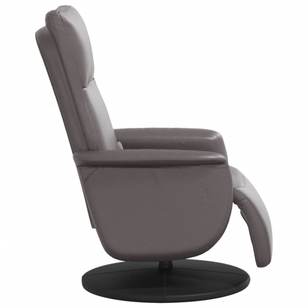 Sillón reclinable de masaje con reposapiés cuero sintético gris M 4