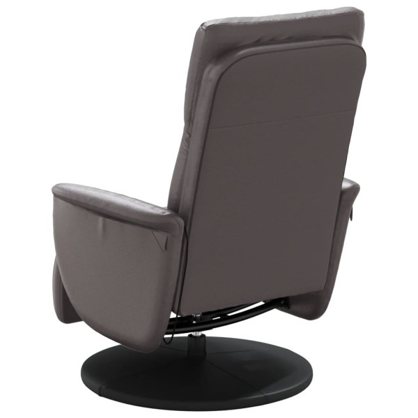 Sillón reclinable de masaje con reposapiés cuero sintético gris M 5