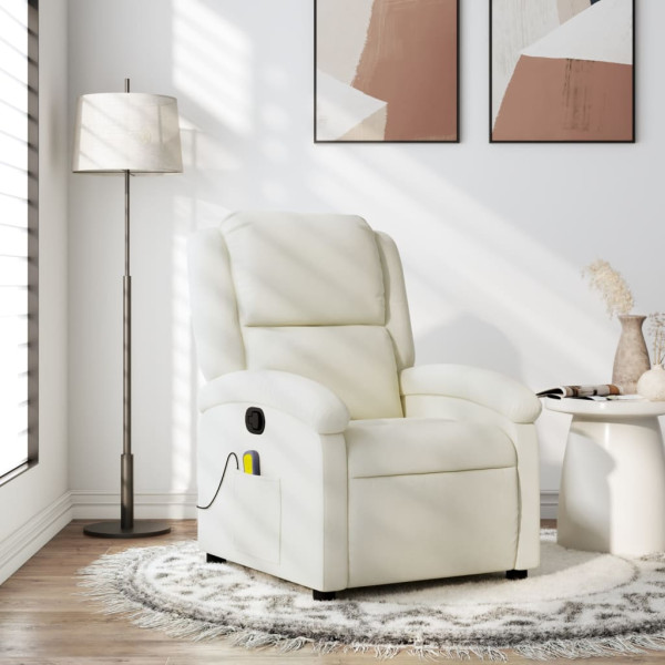 Sillón de masaje reclinable de terciopelo crema M 5
