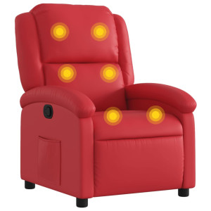 Sillón de masaje reclinable cuero sintético rojo H