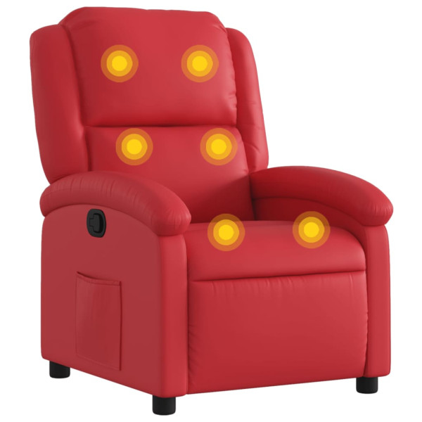 Sillón de masaje reclinable cuero sintético rojo M 2