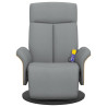 Sillón reclinable de masaje con reposapiés tela gris claro 3