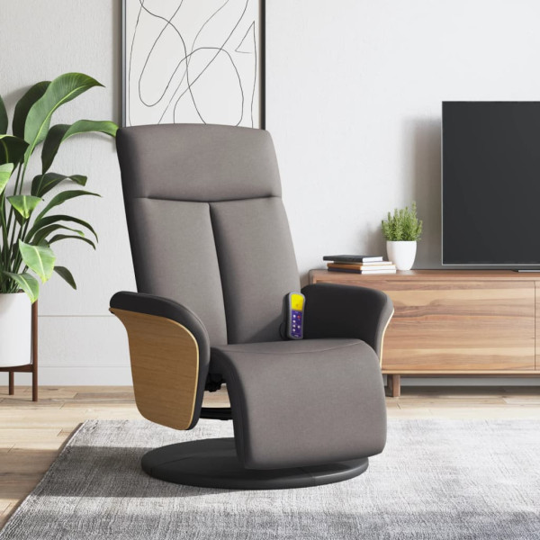 Sillón reclinable de masaje con reposapiés tela gris taupe D