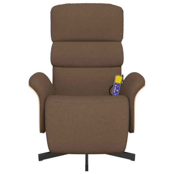 Sillón reclinable de masaje con reposapiés tela marrón M 3