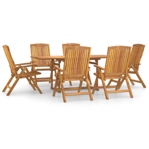Conjunto de jantar para jardim 7 pcs madeira de teca maciça H