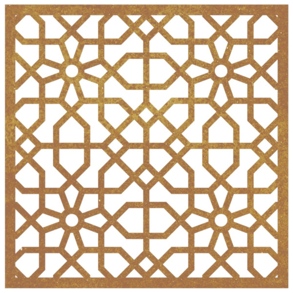 Decoração p/ muro de jardim 55x55 cm aço corten design árabe M 4