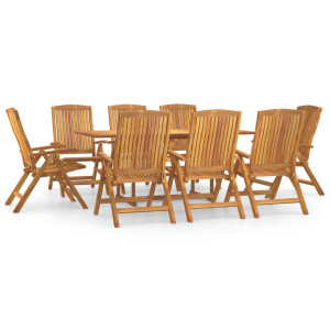9 pcs conjunto de jantar para jardim madeira de teca maciça H