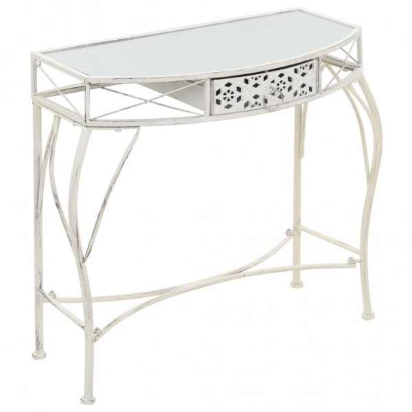 Mesa auxiliar estilo francés metal 82x39x76 cm blanca D