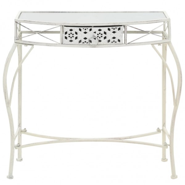 Mesa auxiliar estilo francés metal 82x39x76 cm blanca M 2