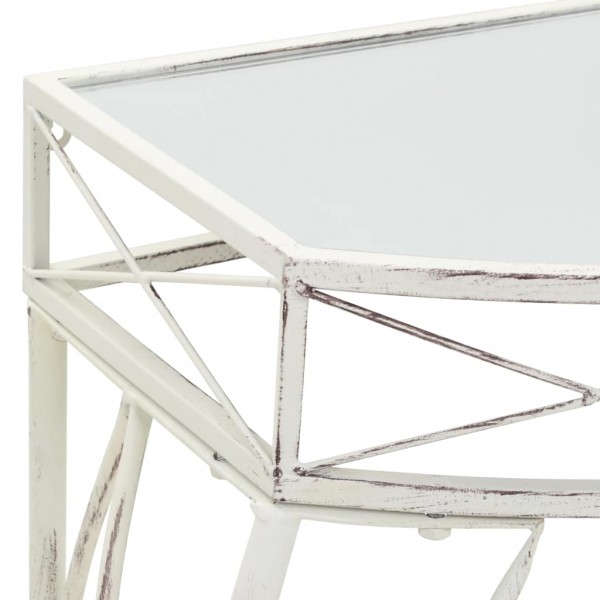 Mesa auxiliar estilo francés metal 82x39x76 cm blanca M 4