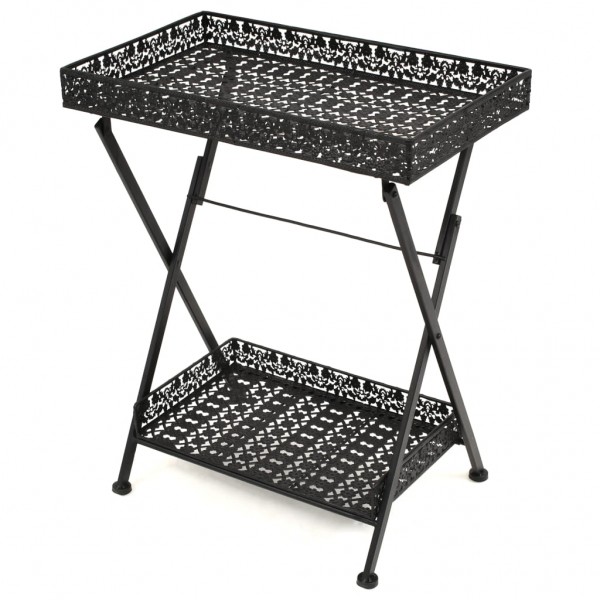 Mesa de centro plegable estilo vintage metal 58x35x72 cm negro D