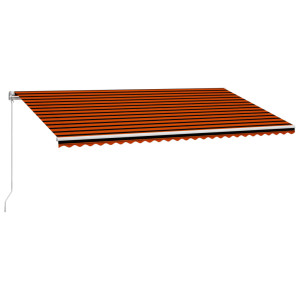 Toldo manual retráctil naranja y marrón 600x300 cm H