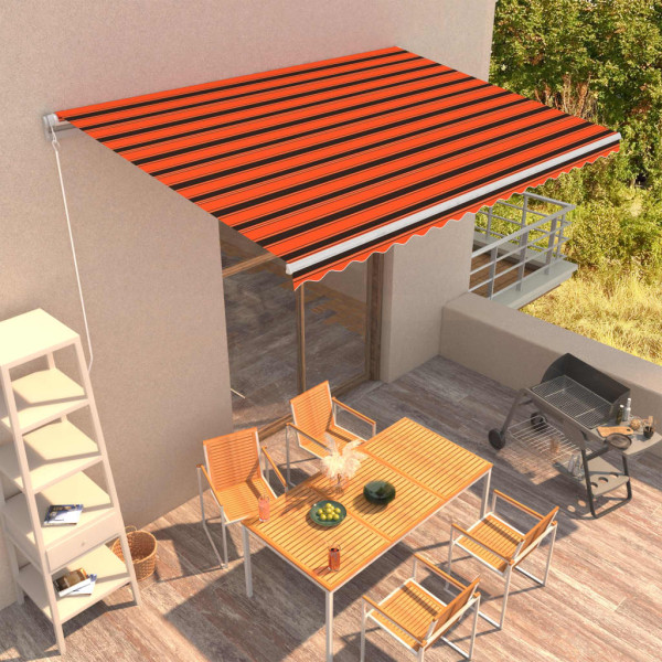 Toldo manual retráctil naranja y marrón 450x300 cm D
