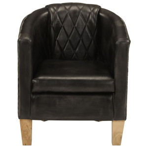 Sillón butaca de cuero auténtico gris H