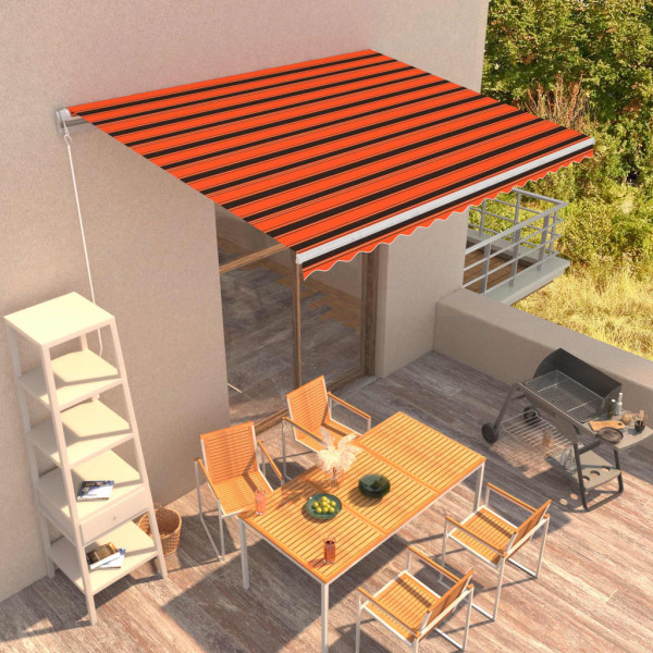Toldo manual retráctil naranja y marrón 400x300 cm D