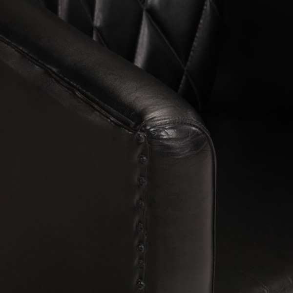 Sillón butaca de cuero auténtico negro M 5
