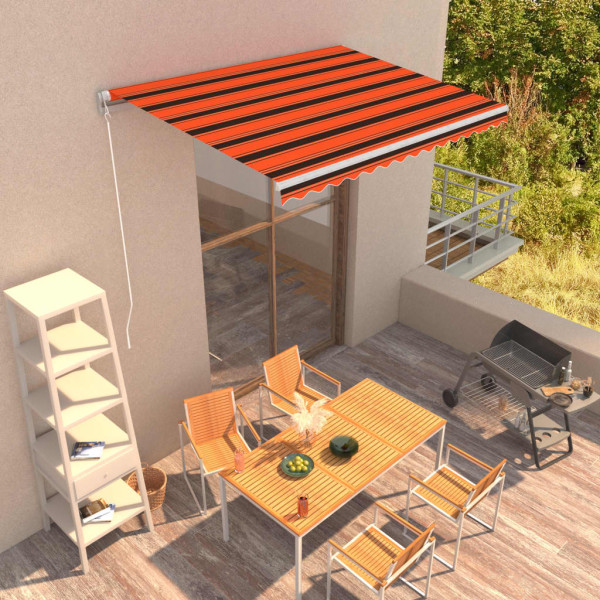 Toldo retráctil manual naranja y marrón 350x250 cm D