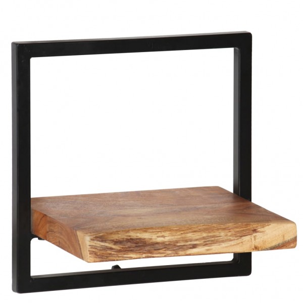 Conjunto estantes pared 5 piezas madera maciza acacia y acero M 4