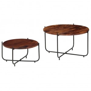 Conj. mesas de centro 2 pcs madeira de acácia maciça 60x35 cm H