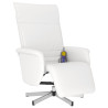 Sillón reclinable masaje con reposapiés cuero sintético blanco 2