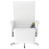 Sillón reclinable masaje con reposapiés cuero sintético blanco 3