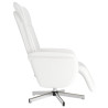 Sillón reclinable masaje con reposapiés cuero sintético blanco 4