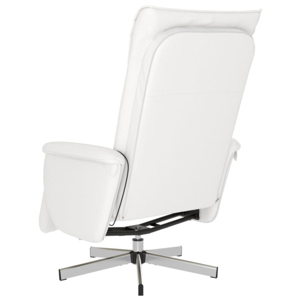 Sillón reclinable masaje con reposapiés cuero sintético blanco M 5