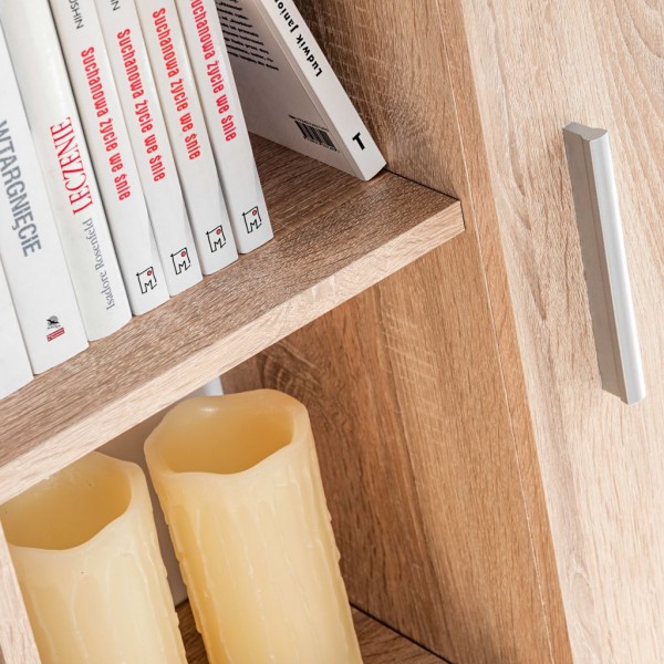 Mueble de salón de pared para TV con luces LED roble Sonoma M 6