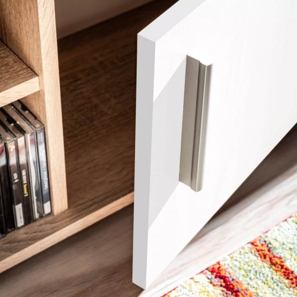 Mueble salón pared para TV con luces LED roble Sonoma y blanco M 4