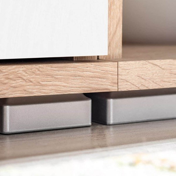 Mueble salón pared para TV con luces LED roble Sonoma y blanco M 5