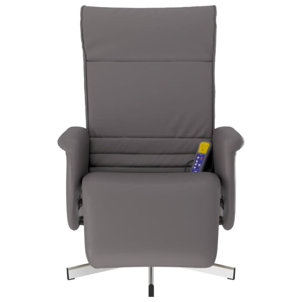 Sillón reclinable de masaje con reposapiés cuero sintético gris M 3