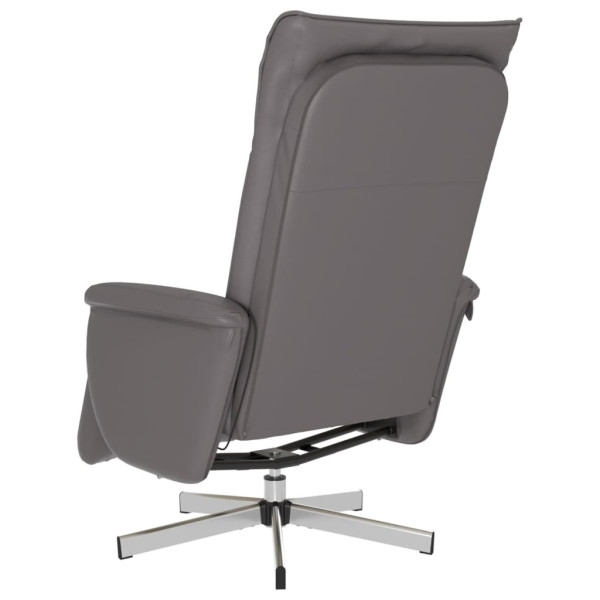 Sillón reclinable de masaje con reposapiés cuero sintético gris M 5