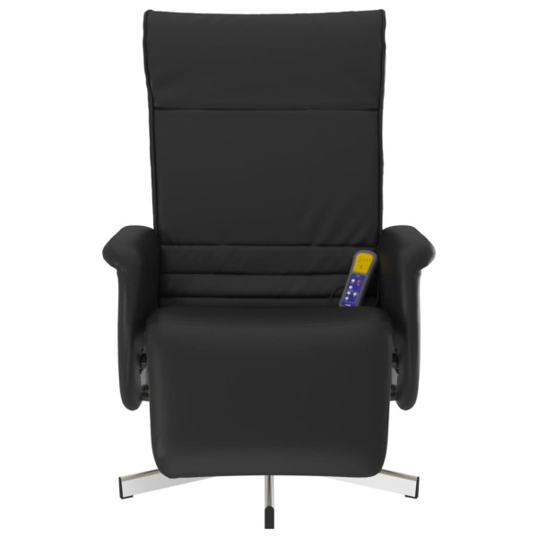 Sillón reclinable masaje con reposapiés cuero sintético negro M 3