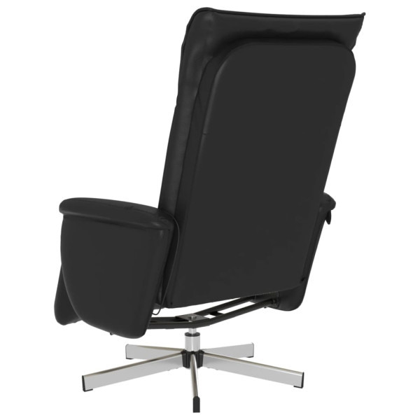 Sillón reclinable masaje con reposapiés cuero sintético negro M 5