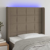 Cabeceira cama c/ LED tecido 93x16x118/128 cm cinza-acastanhado 1