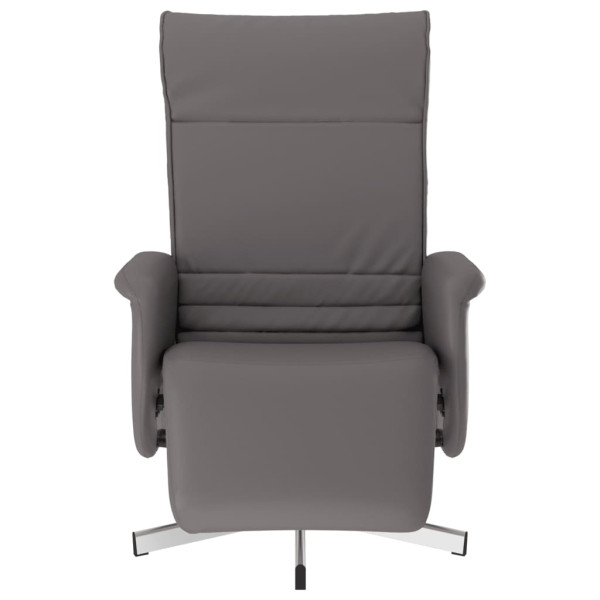 Sillón reclinable con reposapiés cuero sintético gris M 3