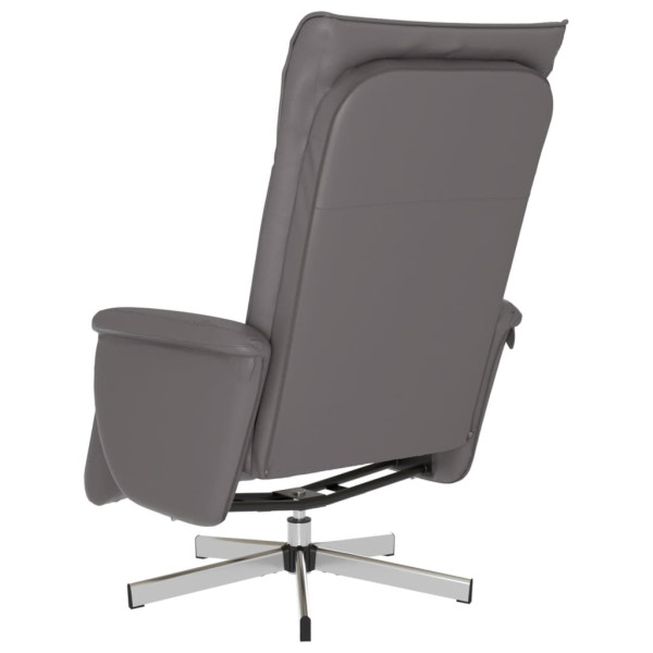 Sillón reclinable con reposapiés cuero sintético gris M 5