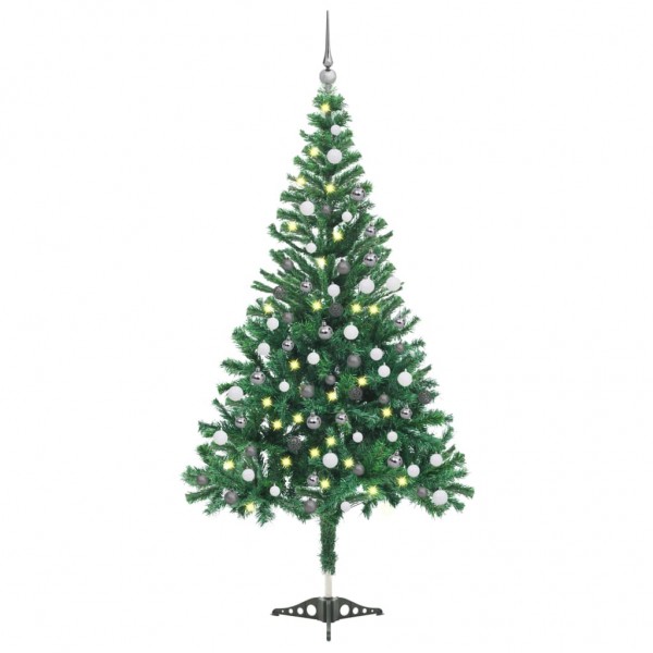 Árbol de Navidad artificial con luces y bolas 230 ramas 120 cm D