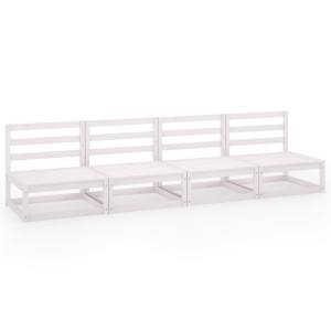 Sofá de 4 lugares para jardim pinho maciço branco H