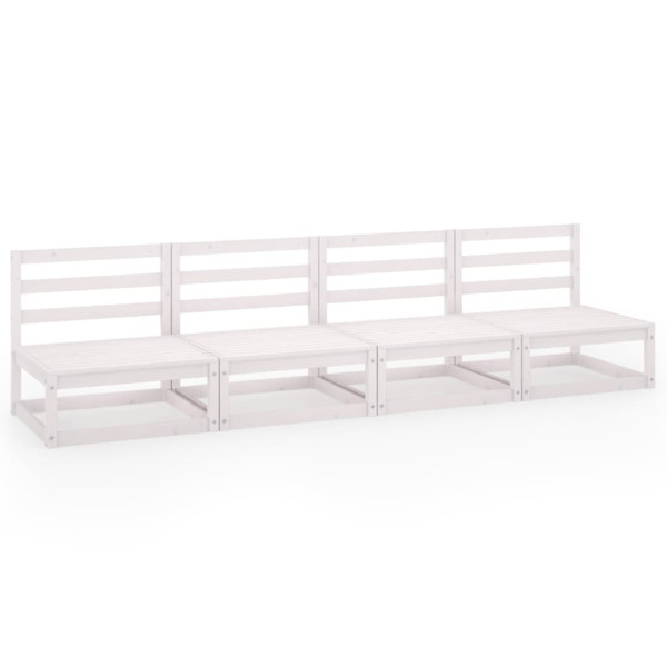 Sofá de 4 lugares para jardim pinho maciço branco M 2