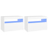 Mesa de cabeceira & LED 2 pcs 60x35x40 cm deriv. madeira branco 2