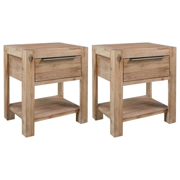 Mesitas de noche con cajones madera acacia maciza 40x30x48 cm D