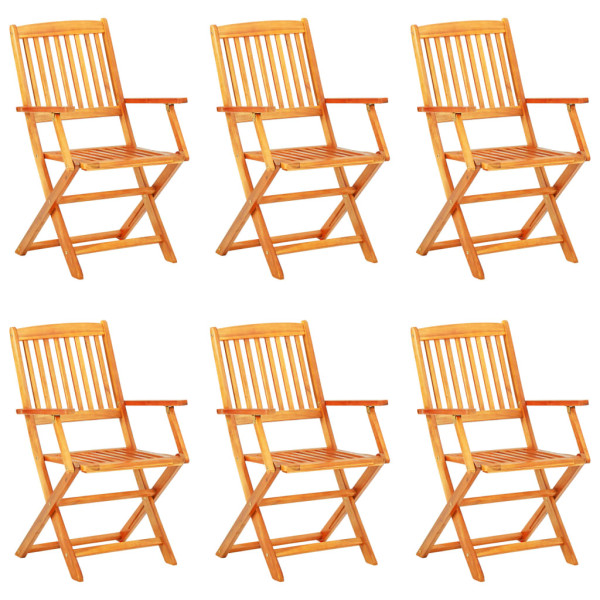 7 pcs conjunto dobrável de jantar p/ exterior acácia maciça M 2